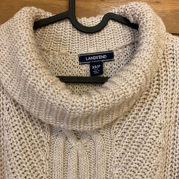 Lands End Cable Knit Split Side Cowl Neck Sweater, Size XS/P - Picture 2 of 6